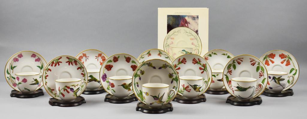 Bavarian Porcelain Hummingbirds of the World Tea Cup & Saucers: Beautiful lot consists of 10 sets of cups and saucers featuring Hummingbirds of the World. Each set is Bavarian porcelain and were a private issue from the World Wildlife Fund in 1979.