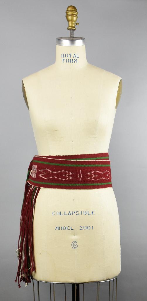 Vintage Native American Navajo Hand Woven Fringe Belt: Wonderful vintage Navajo belt with fringe. Hand woven and measures approx 116" (including fringe) long x 3.75" wide