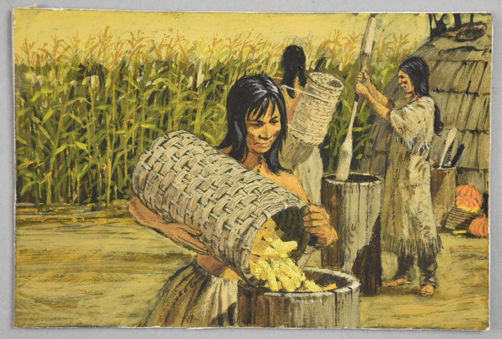 Vintage Native American Corn Field Painting (1 of 3)
