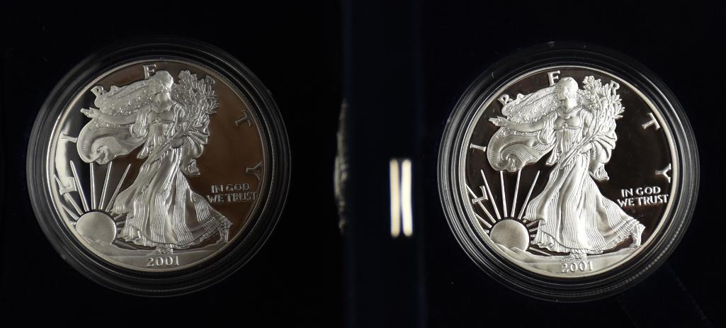 (2) 2001 1 Oz 999 Silver American Eagle, Proofs (1 of 3)