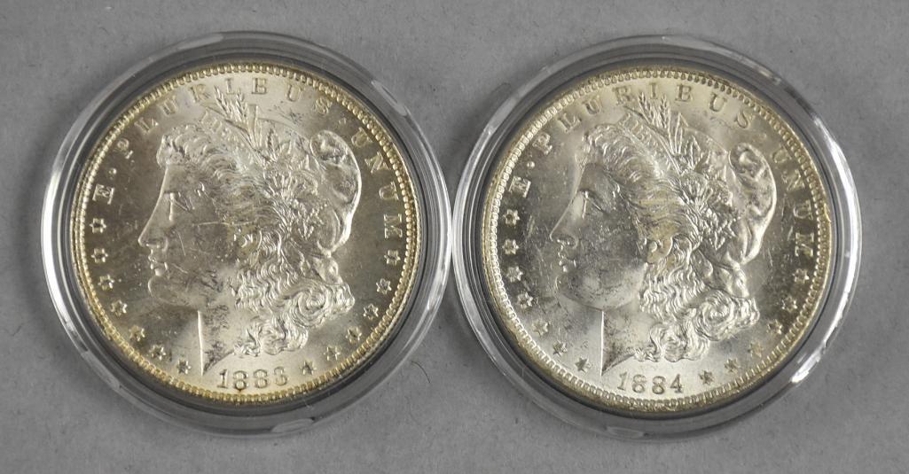 1883 & 1884 Morgan Silver Dollars, Very Fine (1 of 2)