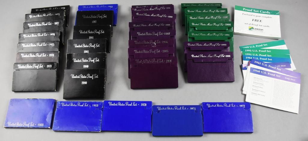 (33) 1960s-1990s US Mint Proof Sets, Proof Set Cards (1 of 7)