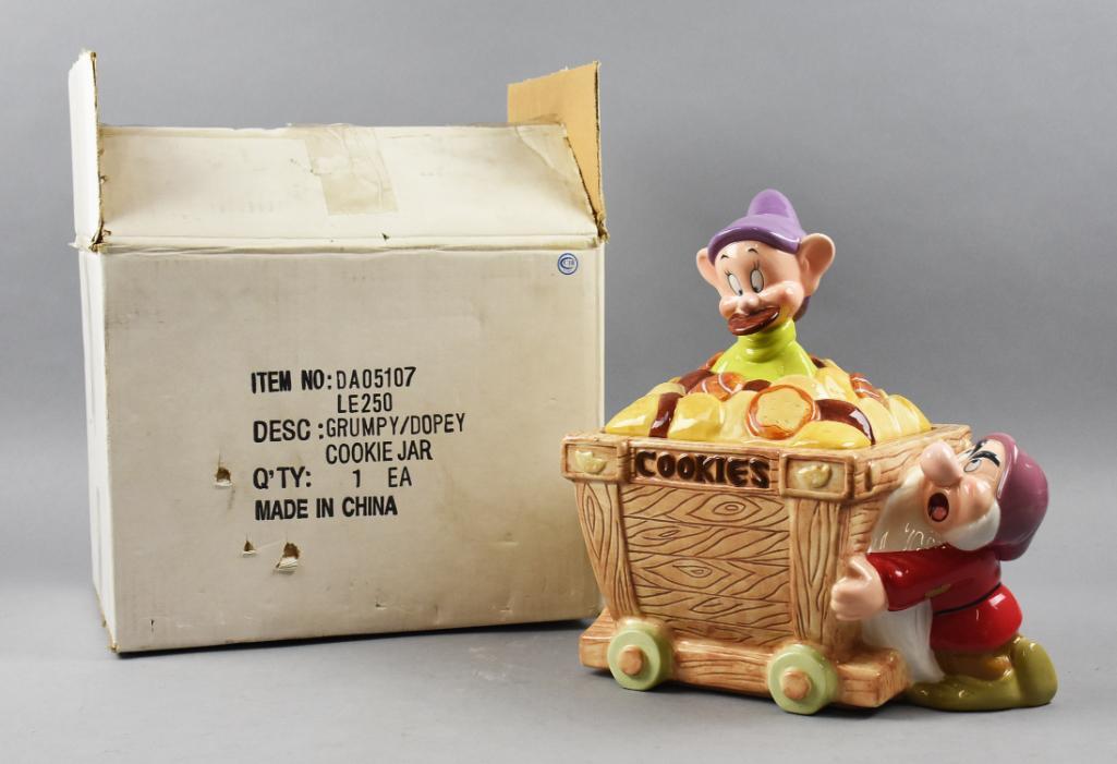 Disney Auctions Ltd Ed Dopey &; Grumpy Cookie Jar 250 Only Limited! (1 of 6)