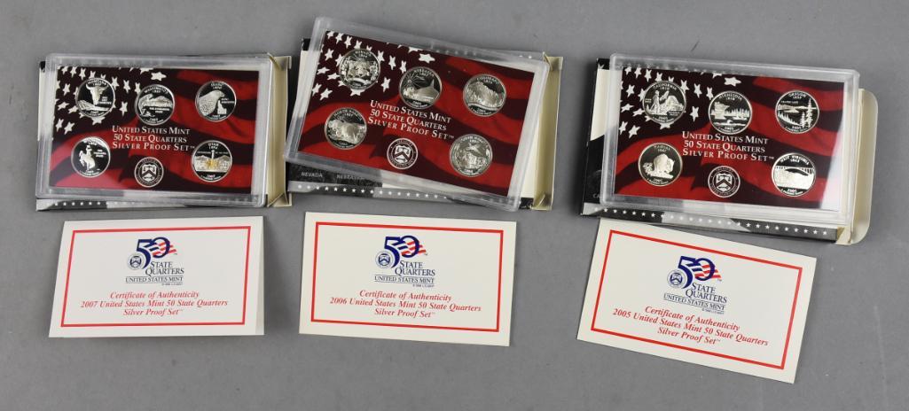 2005-2007 US Mint 90% Silver Proof Sets, 50 State Quarters (1 of 3)
