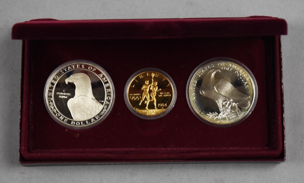 1984 $10 Gold, 2 $1Silver Los Angeles Olympic Coin Set (1 of 6)