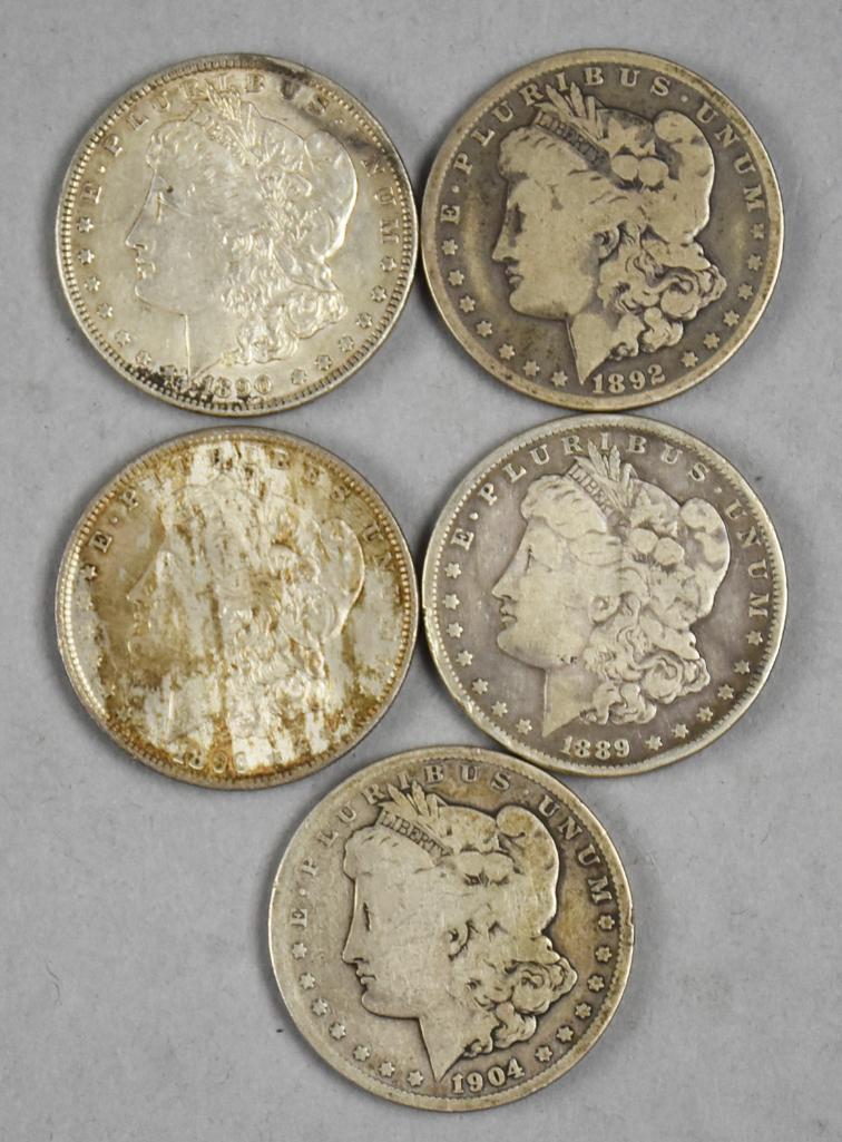 (5) 1890-1904 Morgan Silver Dollars, Very Good-Fine (1 of 3)