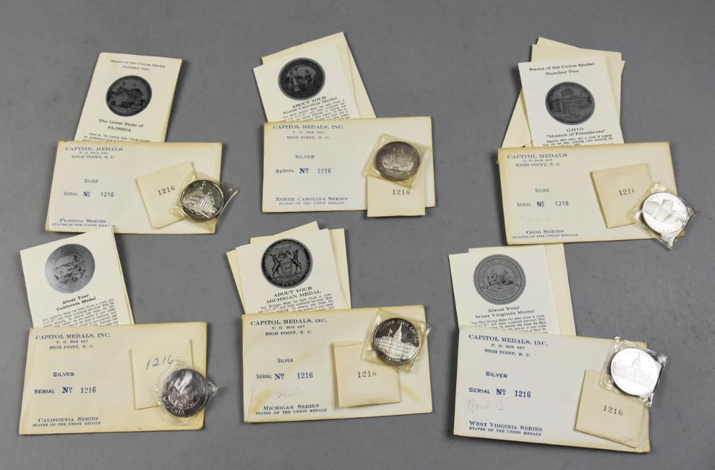 (6) .999 Fine Silver State Capitol Medallions (1 of 5)