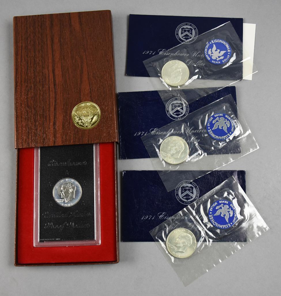 (3) 1971 Eisenhower Uncirculated Dollars + 1971 Proof (1 of 3)