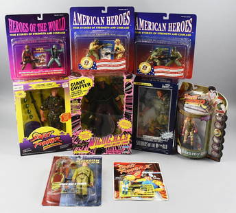 NOS-Heroes, Soldiers &amp; Street Fighters Action Figures: New Old Stock - Heroes of the World, American Heroes, Soldiers of the World, Street Fighters Action Figures, and more. Carded and boxed, mint.  From the home of the largest toy collector on the west