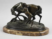 After Pierre Jules Mene (1810-1879) Mare w/ Foal-Bronze