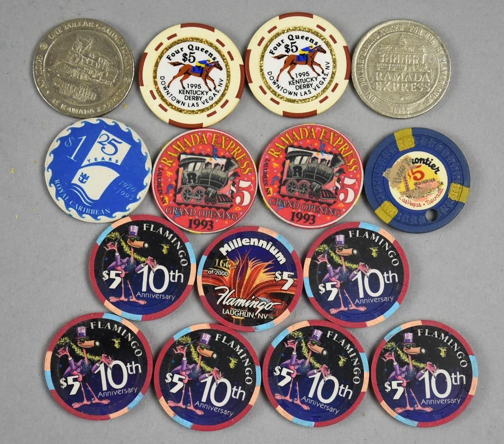 (15) Vintage Las Vegas Casino Tokens, Flamingo, Plus (1 of 2)