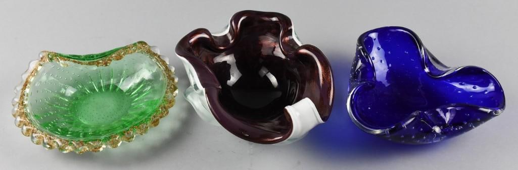 (3) c1950 Murano Glass Bowls Mid Century (1 of 5)