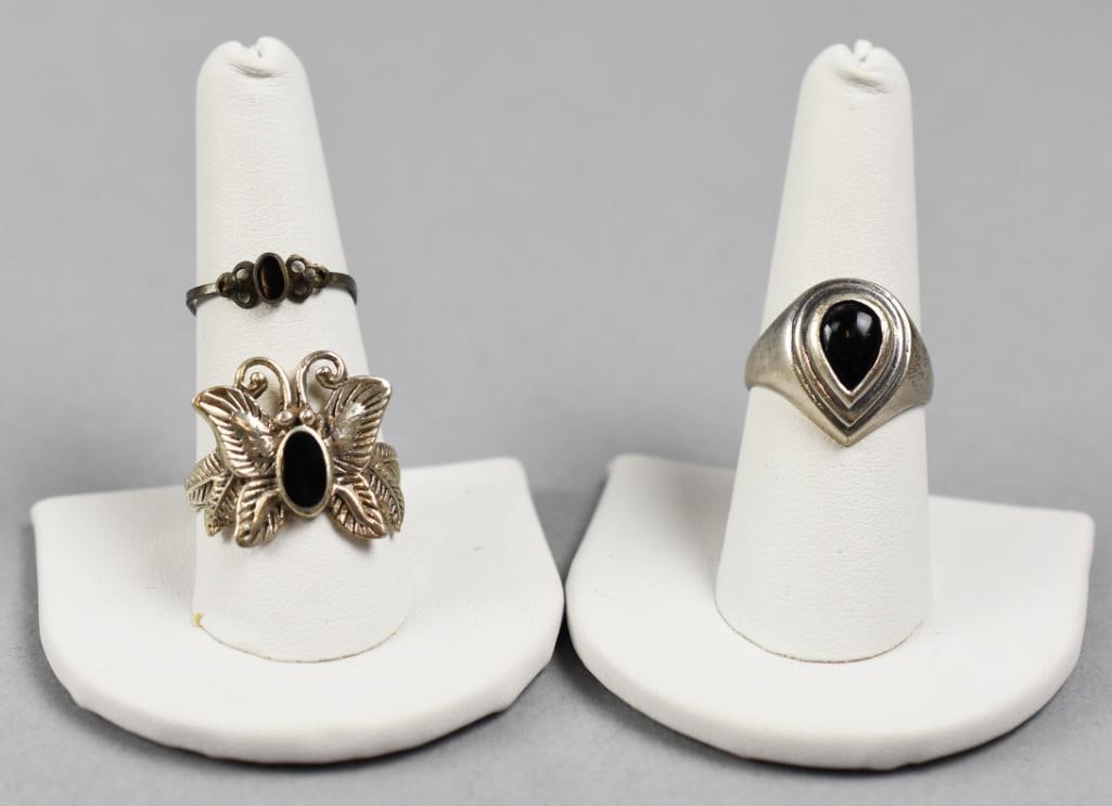 Vintage Grouping, Sterling & Onyx Rings (1 of 10)