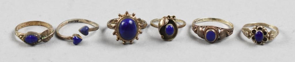 6) Vintage Navajo Sterling/Lapis Rings-Signed/Unsigned (1 of 10)