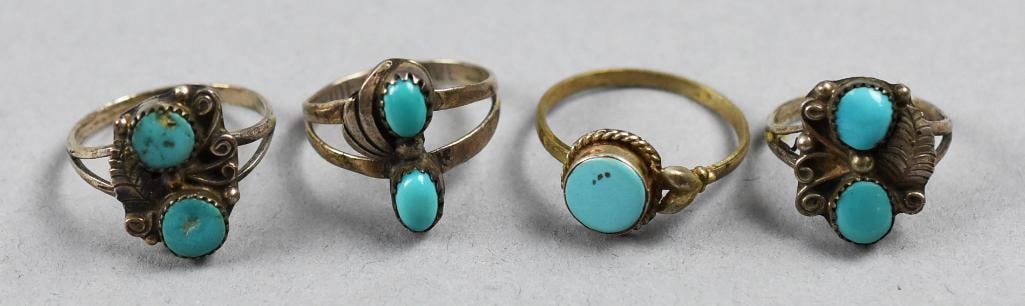 4 Sterling & Turquoise Rings lot (1 of 9)