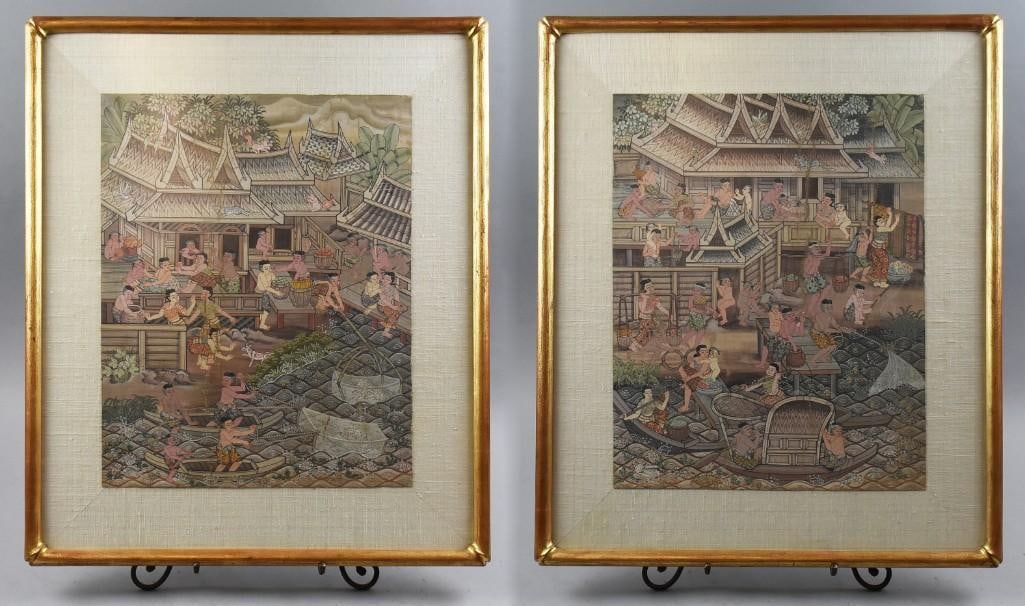 Pair Thailand Folk Art Paintings (1 of 10)