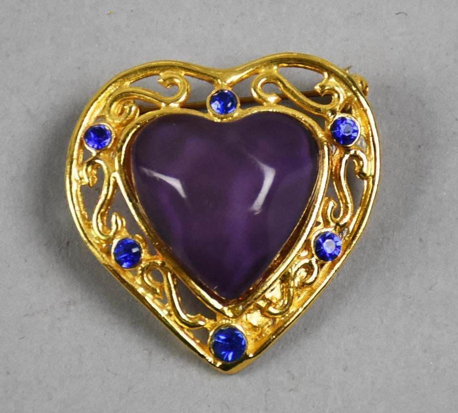 Vintage Italian Gianni Versace Gold Tone Heart Brooch (1 of 5)