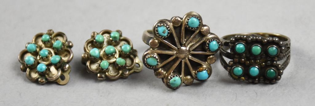 Vintage Zuni Petit Point Sterling & Turquoise Jewelry (1 of 6)