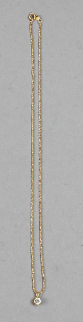 Vintage 14K Yellow Gold Necklace-3/8Ctw Diamond Pendant (1 of 7)