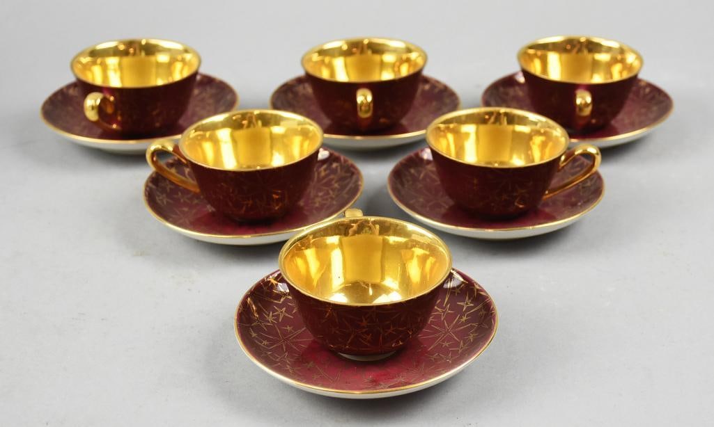 Art Deco MZ Czechoslovakian Porcelain Tea Cup & Saucer Sets (1 of 6)