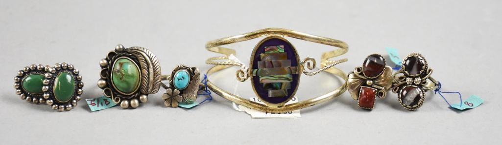 Misc Native American & Mexican Alpaca Jewelry LOT: Misc Native American & Mexican Alpaca Jewelry. Sizes 7 to 8.