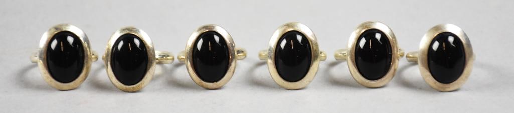 (6) Vintage Sterling & Onyx Rings (1 of 4)