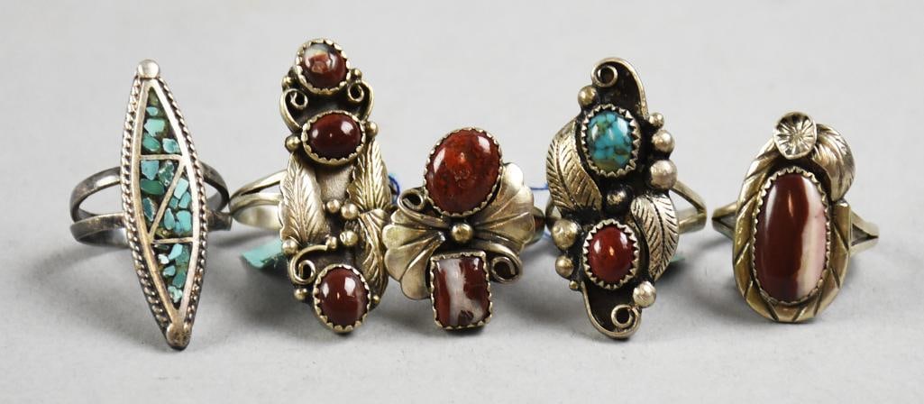 Sterling Turquoise & Red Jasper Rings (1 of 4)