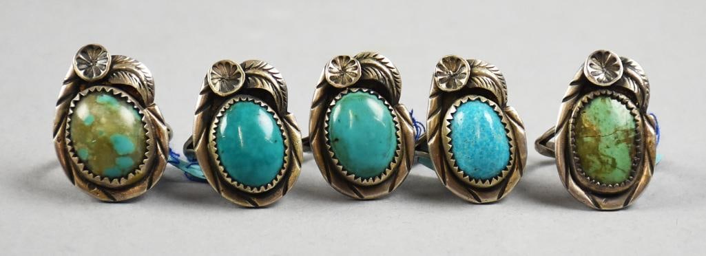 Vintage Native American Sterling & Turquoise Rings (1 of 5)