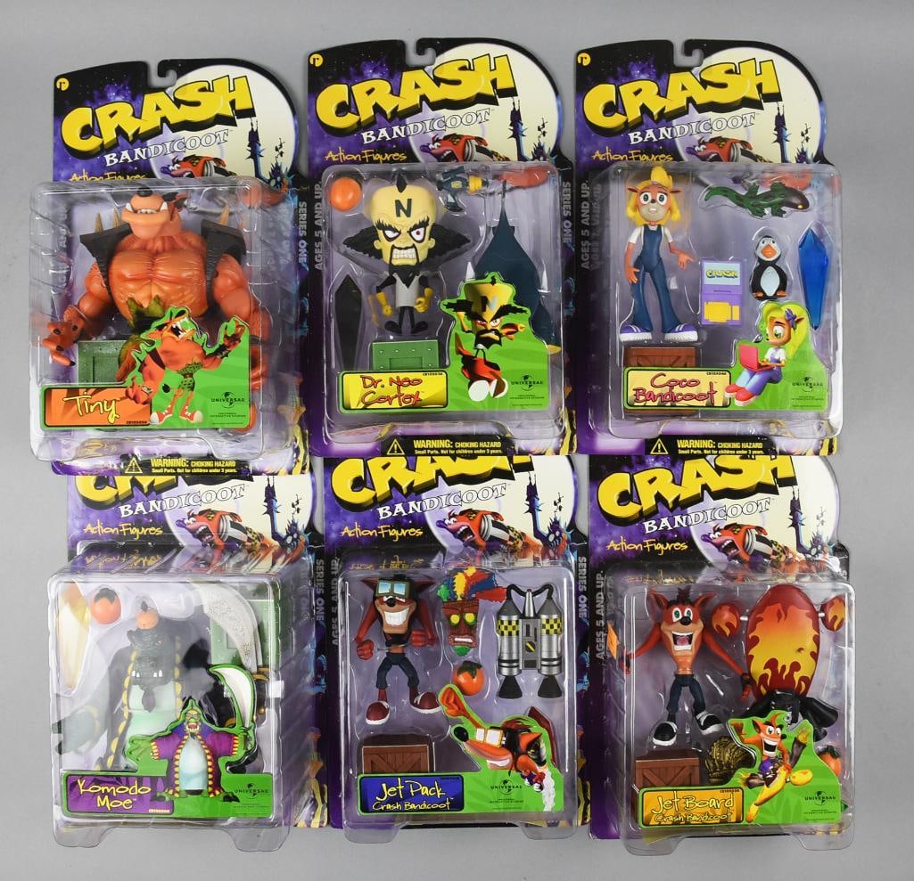 (6) Crash Bandicoot Action Figures - Carded - NOS (1 of 2)