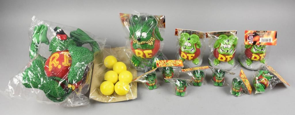 (13) Rat Fink Figures, Plus, Antenna Balls & Bank - NOS (1 of 5)