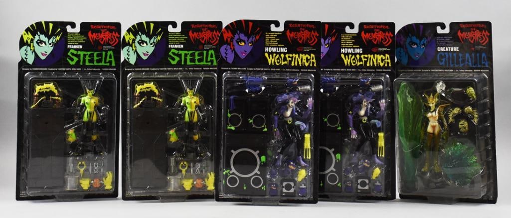 (5) Resurrection of Monstress Action Figures, Carded - NOS (1 of 2)