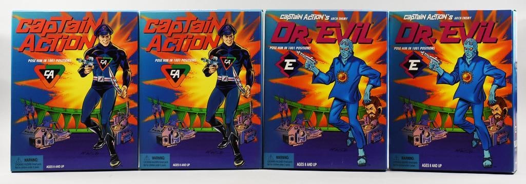 (4) Captain Action & Dr. Evil Action Figures, Ship Box-NOS (1 of 6)