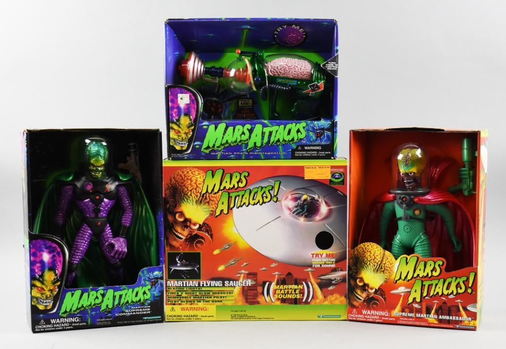 (4) Mars Attacks Action Figures, Mint in Box, New Old Stock (1 of 2)