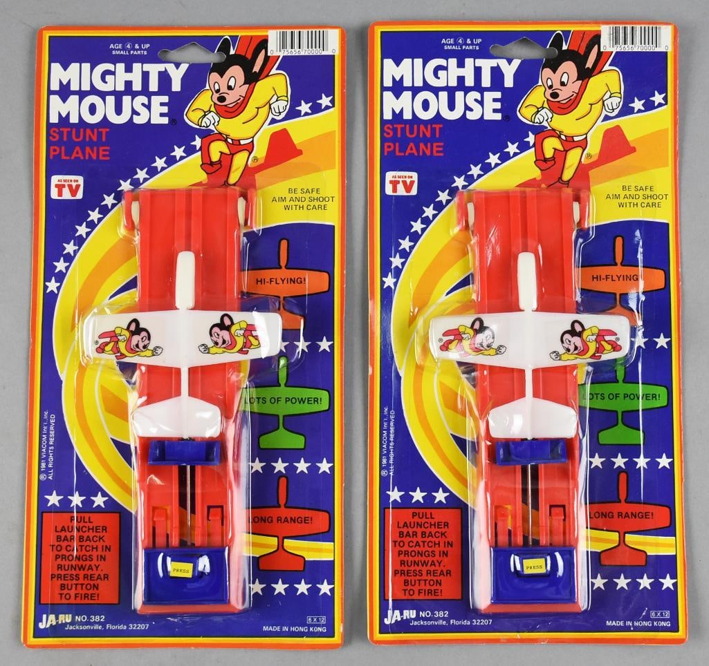 (2) 1981 Mighty Mouse Stunt Plane As Seen on TV, Carded-NOS (1 of 2)