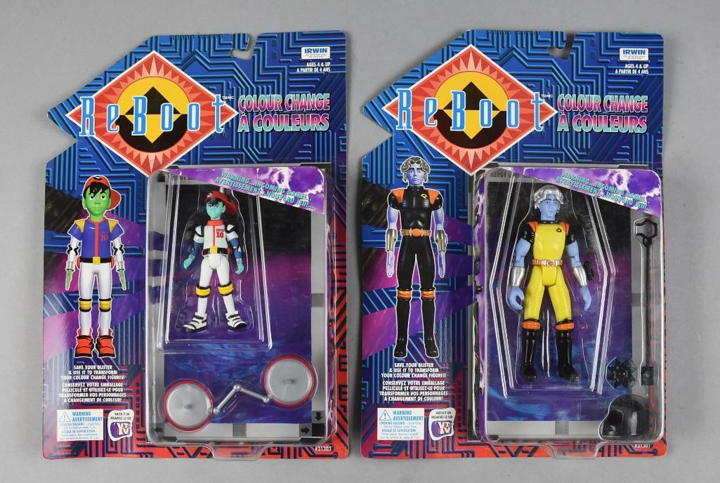 (2) ReBoot Colour Change Action Figures-Irwin-Carded-NOS: ReBoot Colour Change Action Figures-Irwin-Carded-NOS. They are Bob and Enzo. From the home of the largest toy collector on the west coast.
