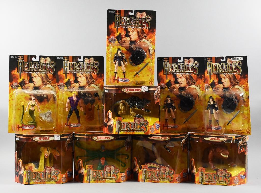 (10) Hercules Legendary Journey Action Figures-Carded-NOS: Hercules Legendary Journey Action Figures-Carded-NOS. Figures are Graegus in box, Labrynth Snake, Hydra, Cererus, three Xena, Echidna, She Demon and Iolaus. From the home of the largest toy collector 