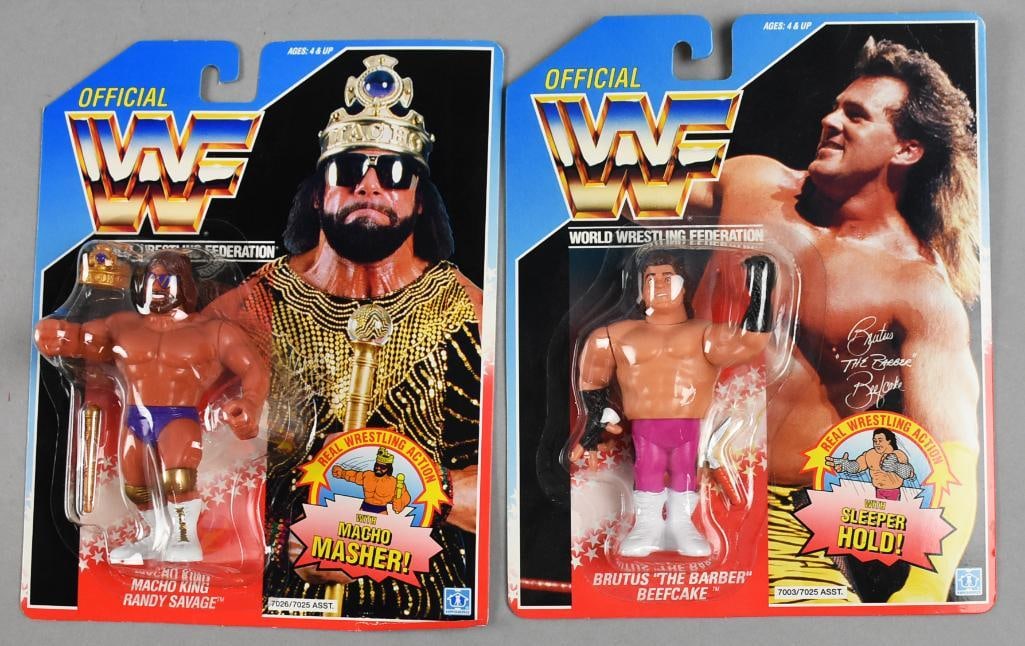 (2) WWF Brutus Beefcake-Macho Man Randy Savage-Carded-NOS: WWF Brutus Beefcake-Macho Man Randy Savage-Carded-NOS. From the home of the largest toy collector on the west coast. World Wrestling Federation