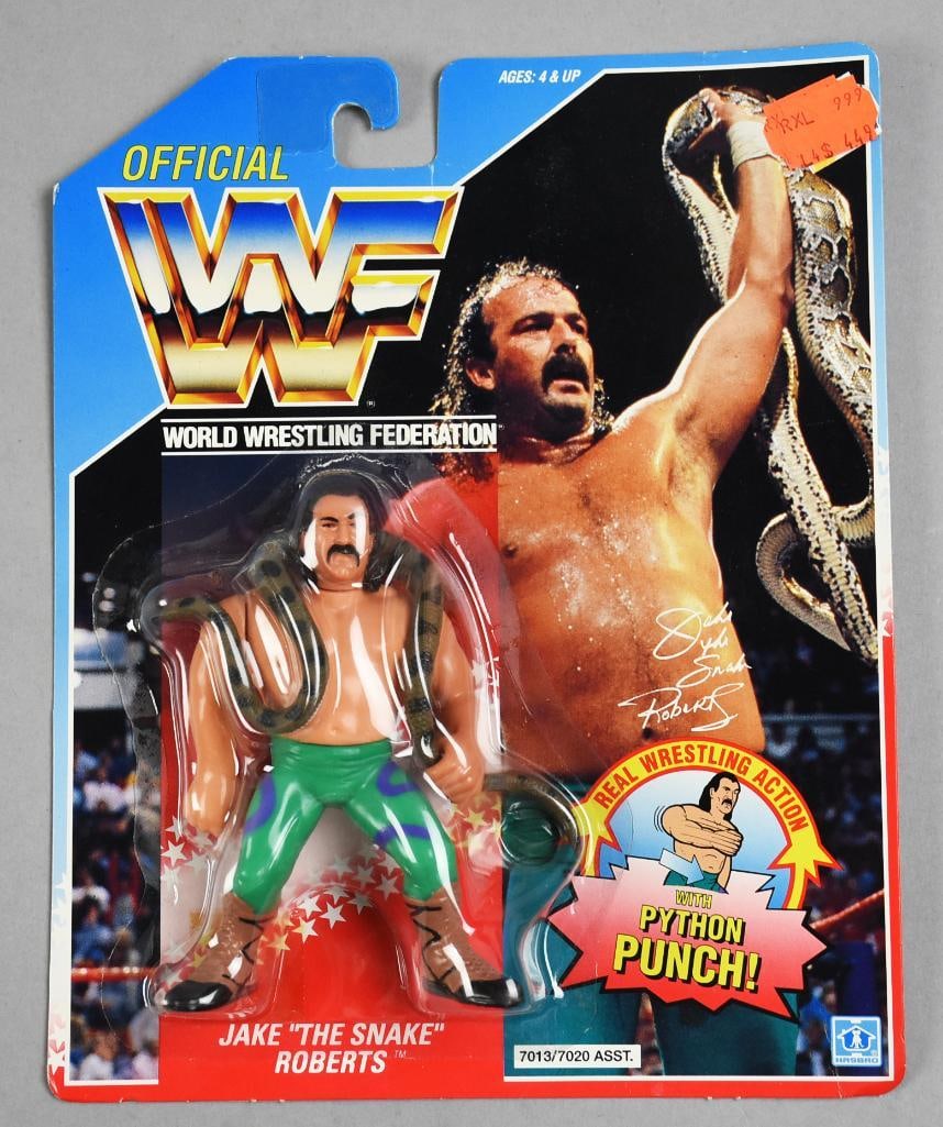 WWF Jake "The Snake" Roberts w/ Python Punch-Carded-NOS: WWF Jake "The Snake" Roberts w/ Python Punch-Carded-NOS. From the home of the largest toy collector on the west coast. World Wrestling Federation
