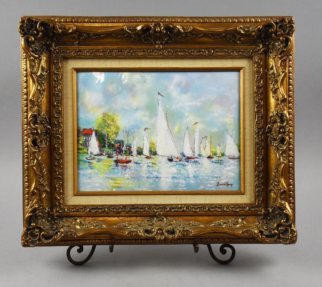 David Karp (20th C American) Enamel on Copper Painting (1 of 6)