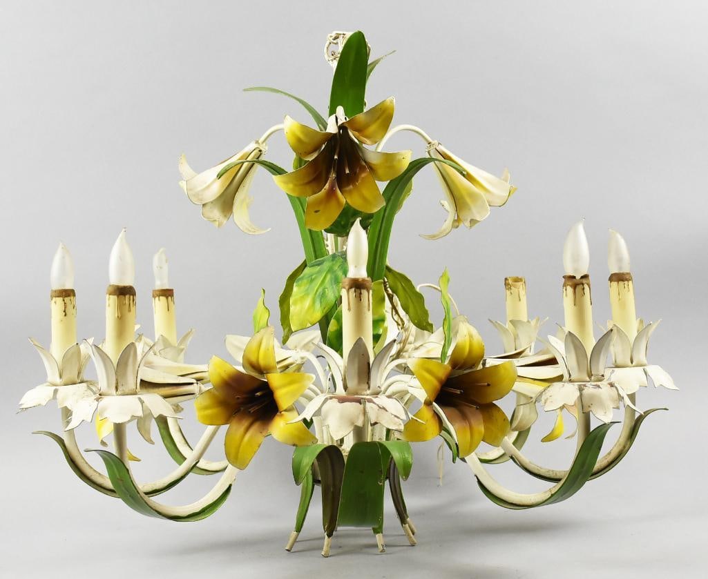 Vintage Italian Tole Lily Chandelier (1 of 11)