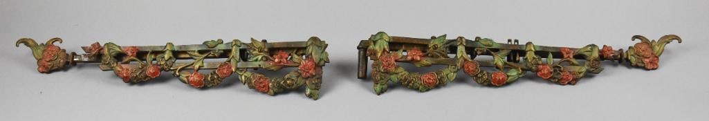 Art Nouveau Victorian Floral Cast Iron Curtain Rod Set (1 of 8)