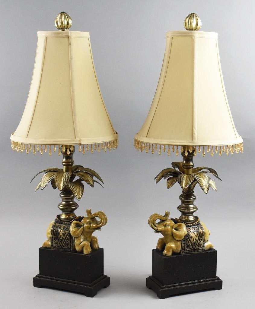 Vintage Pair Elephant Table Lamps Works (1 of 9)