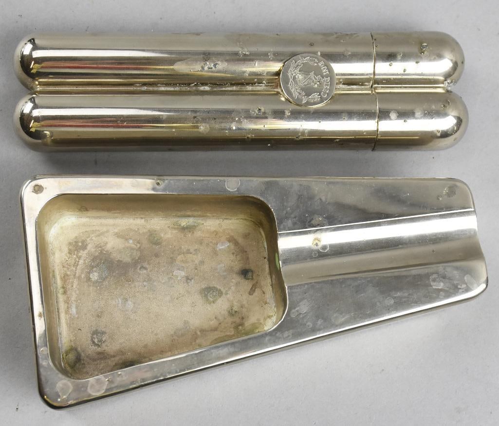 Vintage Don Diego Cigar Flask, Art Deco Silver Ashtray (1 of 8)