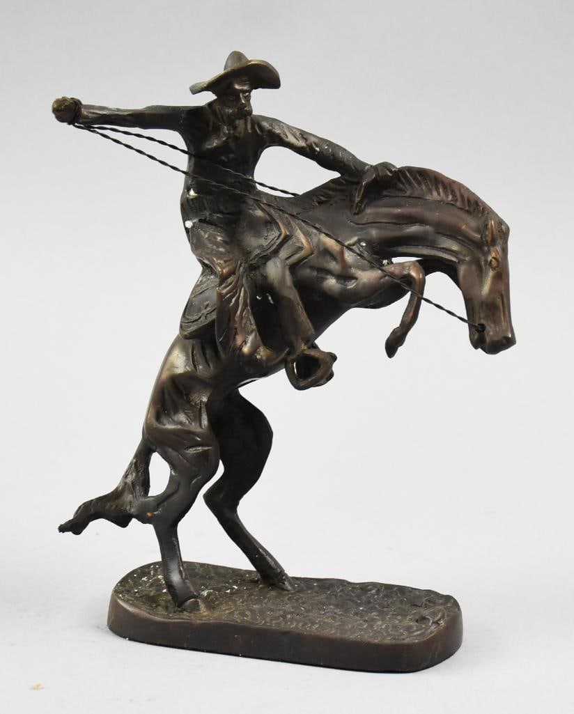 Vintage Remington Style Bronze Bronco Rider Sculpture (1 of 7)
