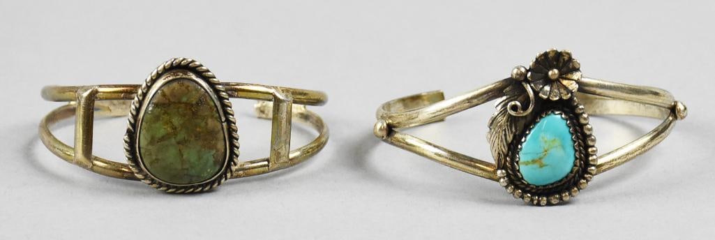 Vintage Pair Cuff Bracelets & Sterling Turquoise-1 VLam (1 of 4)