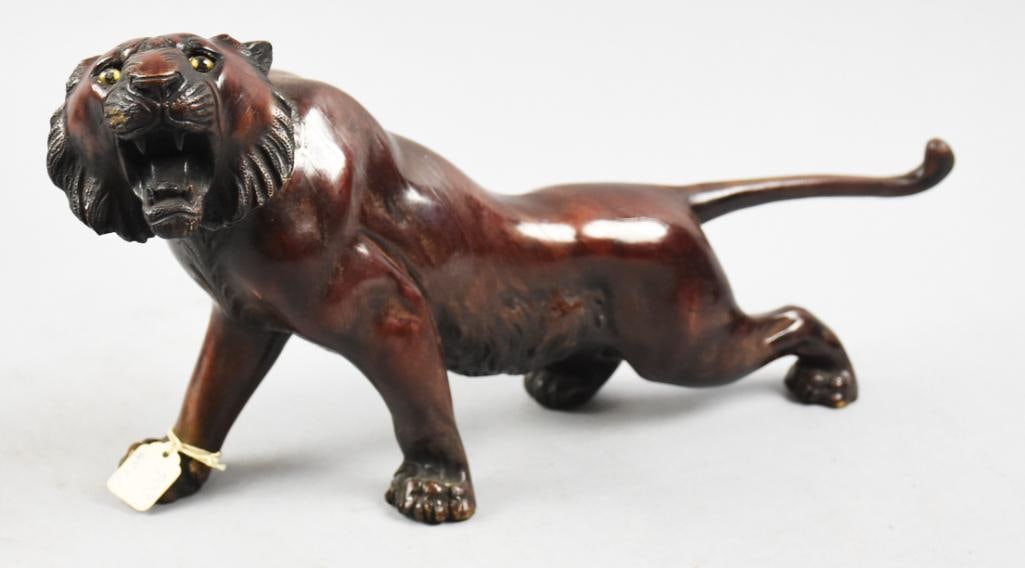 c1970 Japanese Bronzed Cast Iron Tiger (1 of 6)