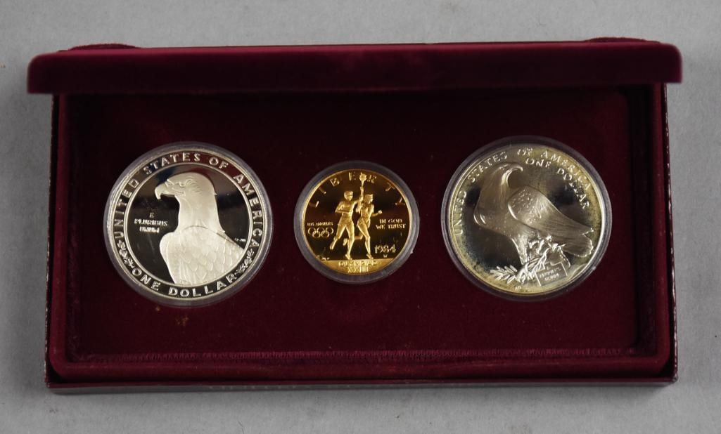 1984 $10 Gold, 2 $1Silver Los Angeles Olympic Coin Set (1 of 6)