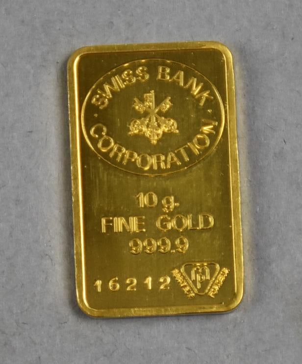 Swiss Bank Corp 10g 999 Fine Gold Ingot (1 of 3)