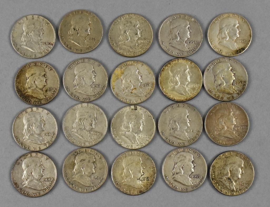 (20)1951-1961 Franklin Half Dollars - Fine to Very Fine (1 of 4)