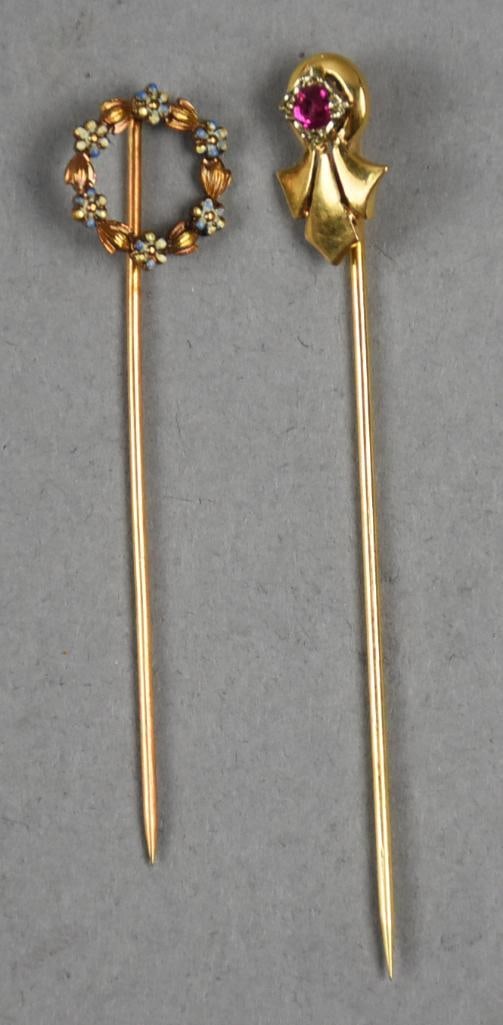 (2) Victorian 14K Yellow Gold Stick Pins (1 of 6)